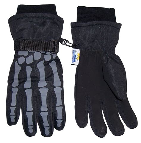 N'Ice Caps Boys Skeleton Print Waterproof Reflector Glove (6-7yrs ...