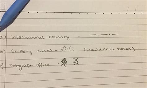 Draw the following conventional symbols:a) International boundaryb ...