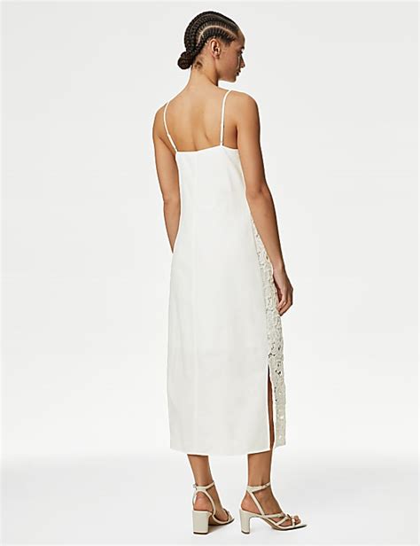 Buy Cotton Rich Embroidered Square Neck Dress at Marks & Spencer
