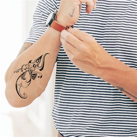 Ganesha with Trishul Tattoo For Waterproof Gods Temporary Tattoo