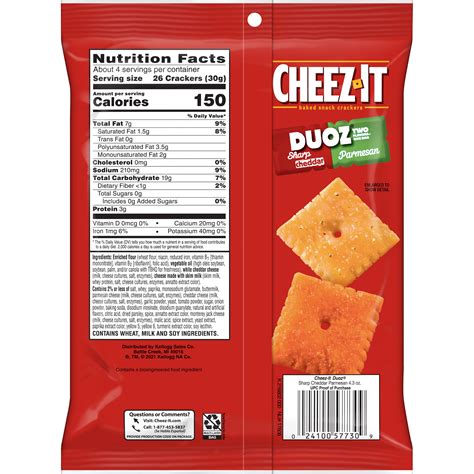 Cheez-It DUOZ Sharp Cheddar & Parmesan Cheese Crackers, 4.3 OZ | Pick ...