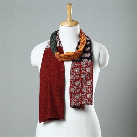 Multicolor Bagh Block Printed Patchwork Cotton Stole