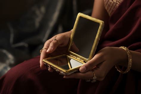 Vintage Gold Embellished Compact Mirror - Dual Mirrors for Travel ...