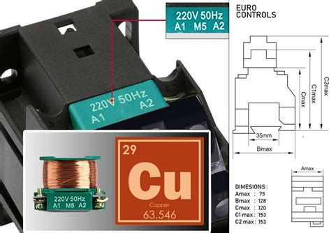 EURO Power Contactor LC1E63 63 Amps Volts 220 AC 3 Pole 3NO Copper coil ...
