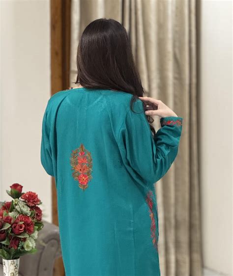 Sea Green Aari Embroidered Pheran – Kashmir origin