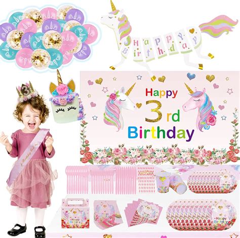 Buy Unicorn Birthday Decorations for Girls, 1-9 Years Old Unicorn Party ...