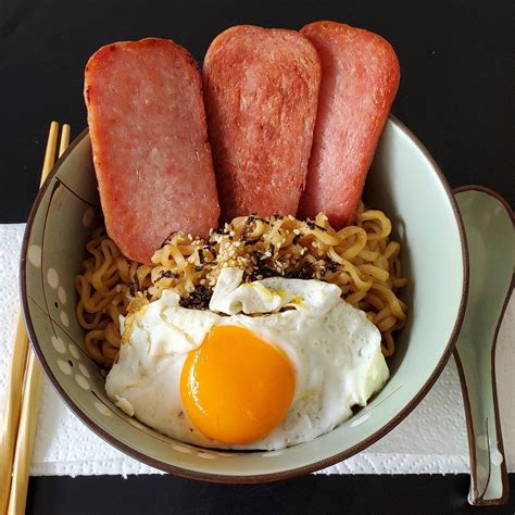Spicy Ramen with Spam and Fried Egg Recipe