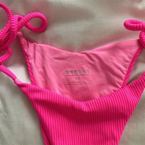oneone swimwear hot pink bikini soo cute and... - Depop