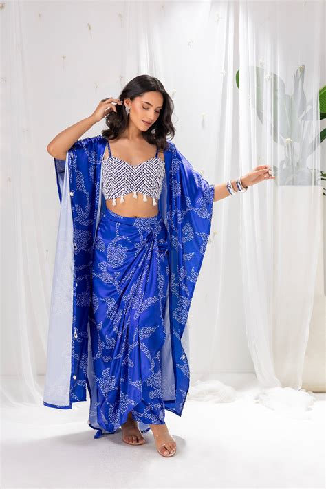 Navy Blue Printed Fusion Set – Sewandyou
