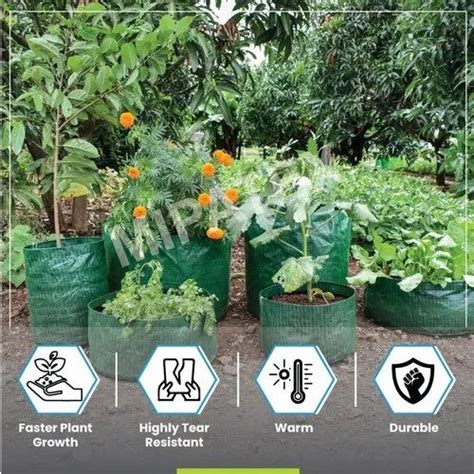 Grow Bag - Grow Bag 18 In X 18 In, HDPE Woven Plant Growing Bags, Heavy ...