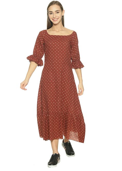 Get Maroon Polka Dot Dress at ₹ 3499 | LBB Shop