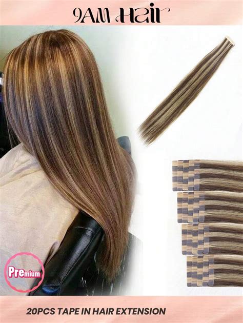 20pcs 50g P4/27# Color Straight Tape In 100% Remy Human Hair Extension ...