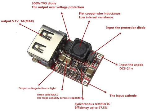 DC to DC 6-18V to 5V USB Output Step Down Power Charger with Adjustabl