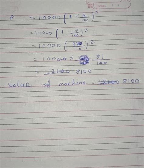 The value of a machine depreciates at the rate of 10% per annum if its ...
