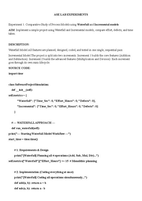 M.Tech II Sem - ASE LAB - Comparative Study of Waterfall & Incremental ...