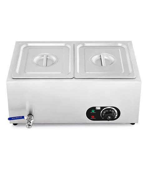 Buy WILPREP Commercial Electric Food Warmer with 2 Pans and Lids, 19L ...