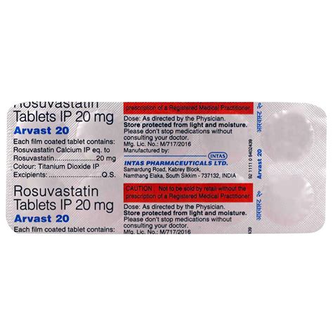 Arvast 20 Tablet 10's Price, Uses, Side Effects, Composition - Apollo ...