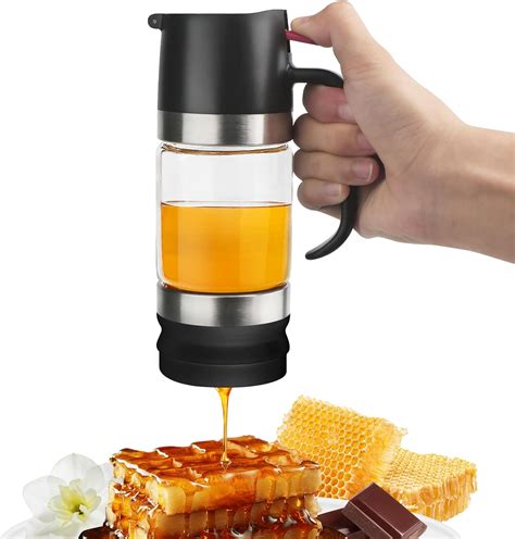 YIYOBEATFO Glass Honey Dispenser,10 OZ Honey Pot with Handle,No Drip ...