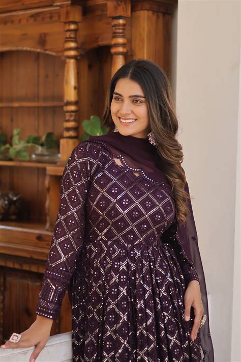 Beautiful Georgette Sequence Embroidery Work Gown With Dupatta – urban ...