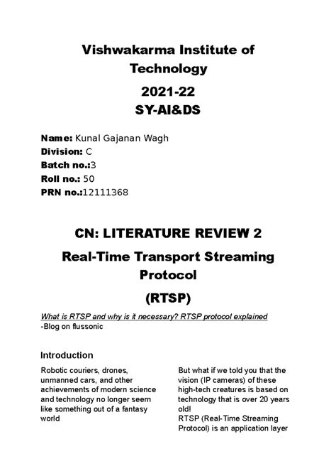 CN rew 2 - computer networks - Vishwakarma Institute of Technology 2021 ...