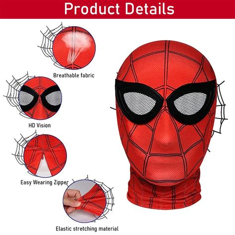 FANCYKU 3D Spider-Man Mask, Spiderman Masks Spider Man Cosplay Costume ...