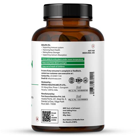 Nirvasa: Vitamin D3 + K2 Tablets - 60 Tablets