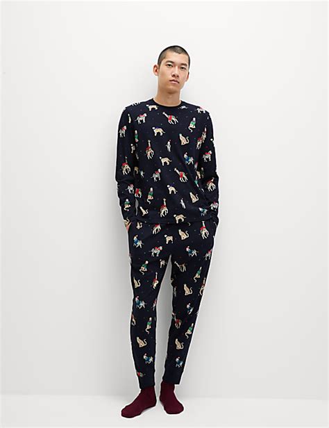 Buy Men's Animal Party Family Christmas Pyjama Set at Marks & Spencer