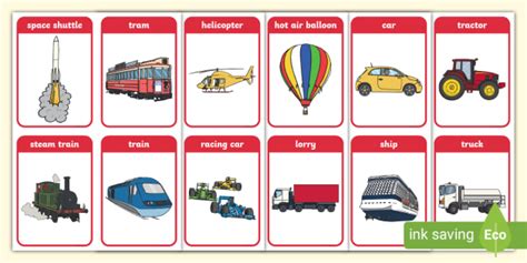 Transport Flashcards for Kids - Printable Resources