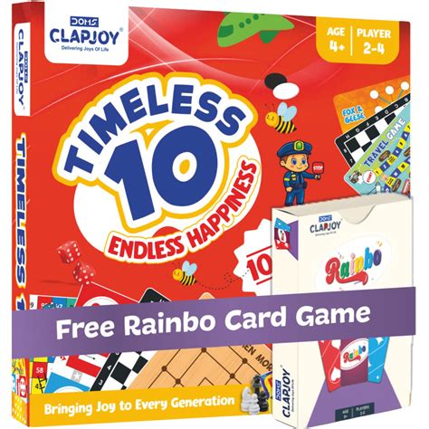 Clapjoy Timeless 10 Board Game Set | 10-in-1 Classic Indoor Games for ...