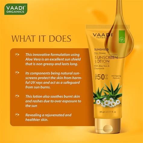 Sunscreen Lotion SPF-50 with Aloe Vera & Chamomile (60 ml) – Vaadi ...