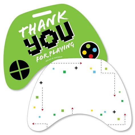 Big Dot of Happiness Game Zone - Shaped Thank You Cards - Pixel Video ...