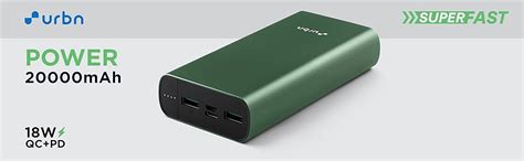 URBN 20000 mAh Metal 20W Super Fast Charging Power Bank with 20W Type C ...