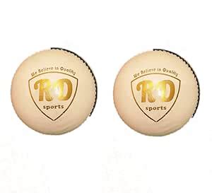 RD sports Cricket Ball Leather (White) Standard Size Pack of 2 | Model ...