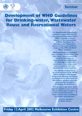 Fillable Online WHO drinking water standards are subject of joint ...
