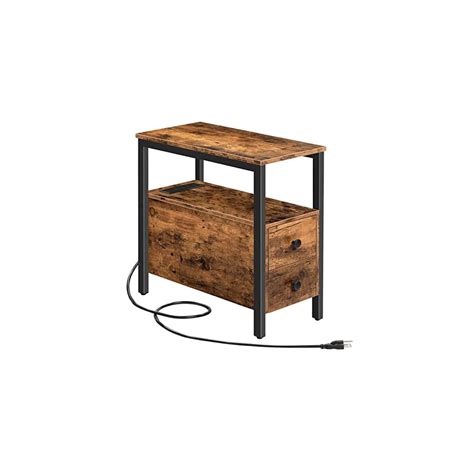 Buy HOOBRO End Table with Charging Station, Narrow Side Table with 2 ...