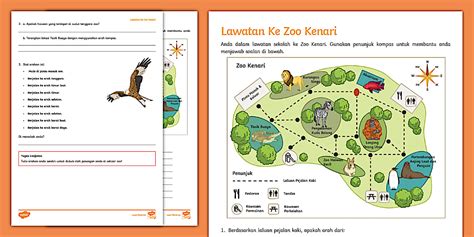 Lembaran Kerja Lawatan Ke Zoo Kenari - Kata Arah