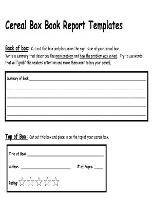 Fillable Online Cereal Box Book Report Templates Fax Email Print ...