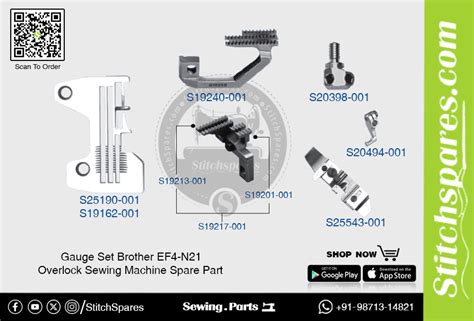 Gauge Set Brother EF4-N21 Overlock Sewing Machine Spare Part ...