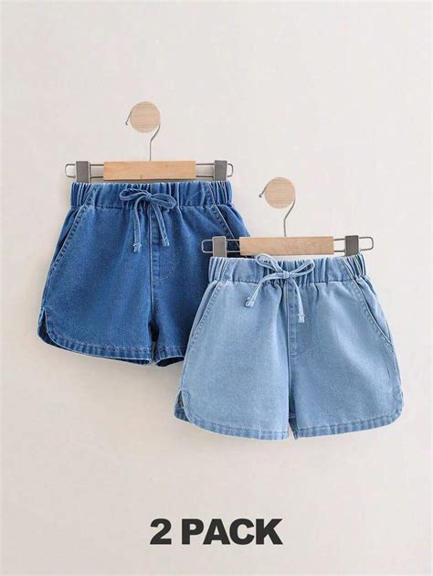 DENIMLY YOUNG GIRL SIMPLE BASIC CASUAL SPORTY OUTDOORSY DENIM SHORTS ...