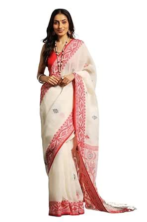 Buy Aditri Jamdani Handloom Jamdani On Linen Women's Saree: Elevate ...