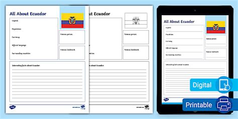 All About Ecuador Research Worksheet