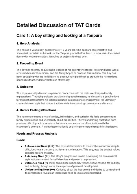 Practical Report on TAT Cards: Insights from Indian Adaptation - Studocu