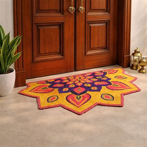 Avioni Home Floor Mats in Beautiful Rangoli Petals Design | Anti Slip ...