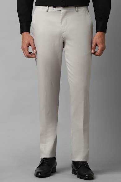 Buy Men Grey Slim Fit Solid Flat Front Formal Trousers Online ...