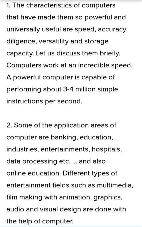 write a short note on the following 1] Characteristic of computer 2 ...