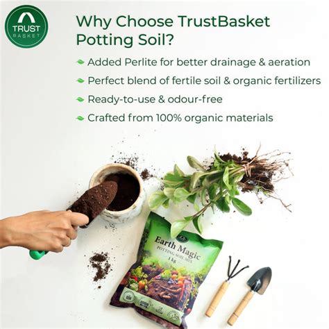 TrustBasket Enriched Organic Earth Magic Potting Soil Mix with Require