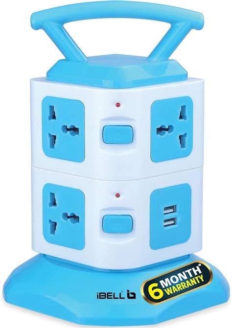 iBELL SG721X 7 Way Extension Cord/Board, Multi Socket and 2 Way USB ...