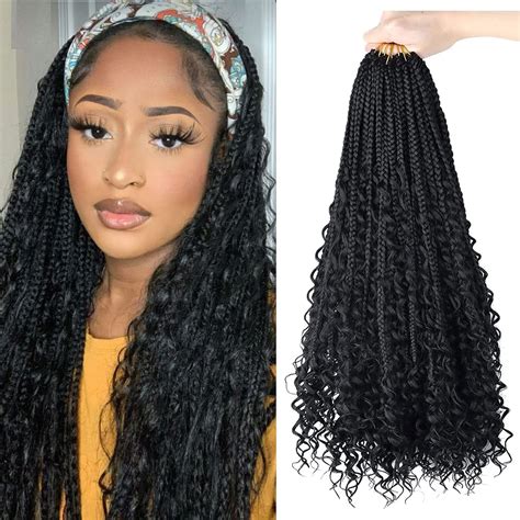 LMZIM 14 Inch Goddess Box Braids Crochet Hair - Curly Ends India | Ubuy