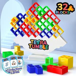 Crazeis 32 Pcs Tetra Tower Stacking Blocks Balance Game, Family Game ...