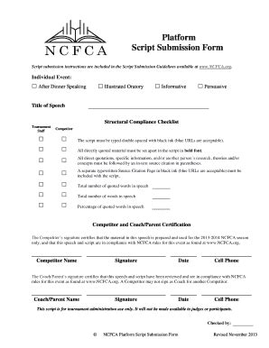 NCFCA Platform Script Submission Form - Fill and Sign Printable ...